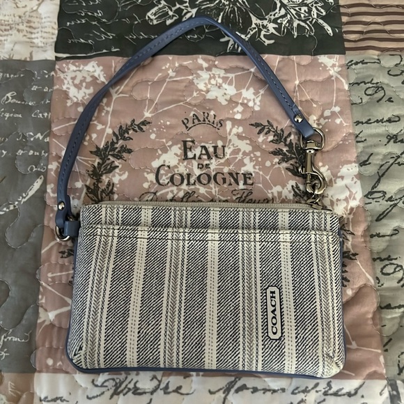 Coach Handbags - Coach Blue and White Wristlet